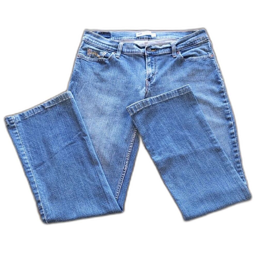 Levi's 524 Superlow Jeans Embroidered Pockets Blue Wash Size 11 Y2K Denim - Picture 4 of 8